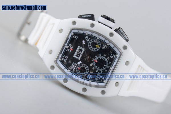 1:1 Replica Richard Mille RM 011 Felipe Massa Chrono Watch Ceramic/PVD White Rubber Strap RM 011